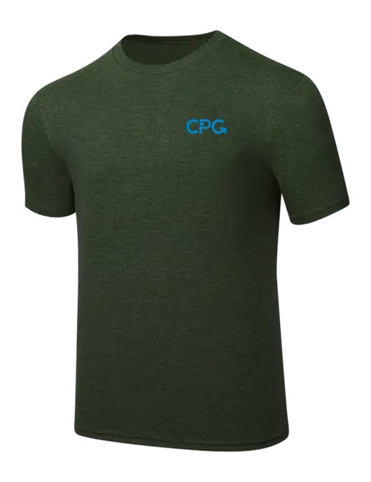 Simply Soft Heathered Forest Green 4.5oz  Poly/Combed Ring Spun Cotton T-Shirt w/CPG Logo