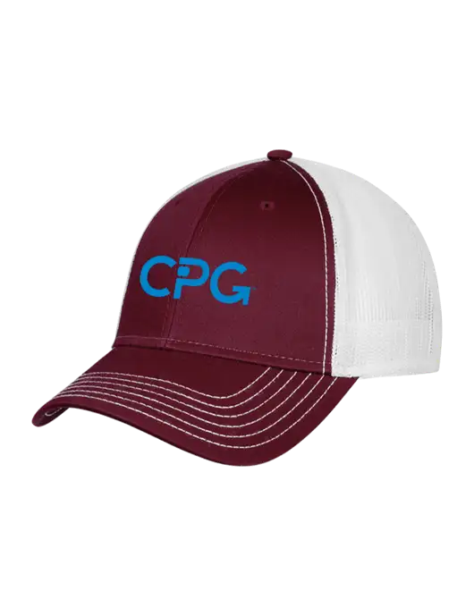 Maroon/Maroon/White Mesh Trucker Cap Snap Back w/CPG Logo