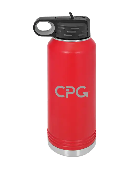 Polar Camel 32 oz Powder Coated Red Vacuum Insulated Water Bottle w/CPG Logo