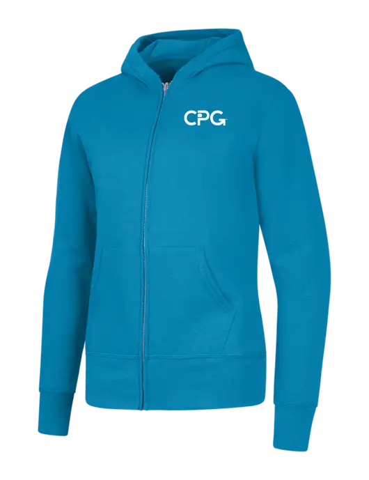 Neon Blue Womens Core Fleece Full-Zip Hooded Sweatshirt w/CPG Logo
