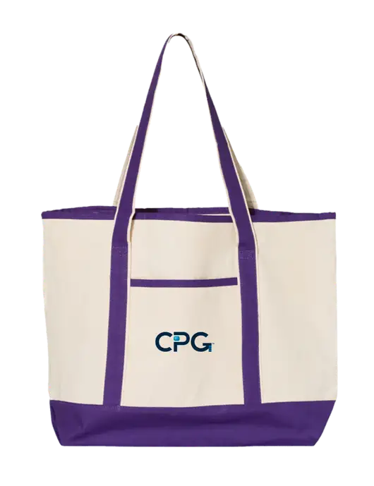 Natural/Purple Large Canvas Deluxe Tote w/CPG Logo