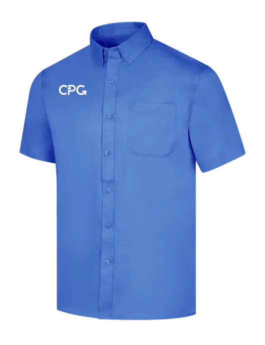 Short Sleeve Dark Carolina Blue Superpro React Twill Shirt w/CPG Logo