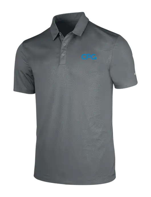 NIKE Medium Grey Dri-Fit Embossed Tri-Blade Polo w/CPG Logo