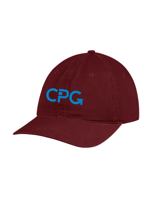 Garment Washed Unstructured Twill Maroon Cap w/CPG Logo