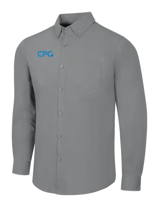 Medium Grey Long Sleeve Carefree Poplin Shirt w/CPG Logo