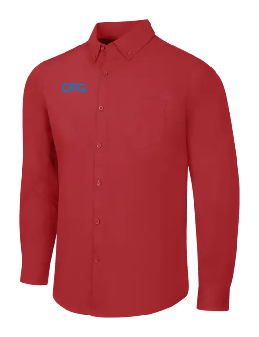 Red Long Sleeve Carefree Poplin Shirt w/CPG Logo