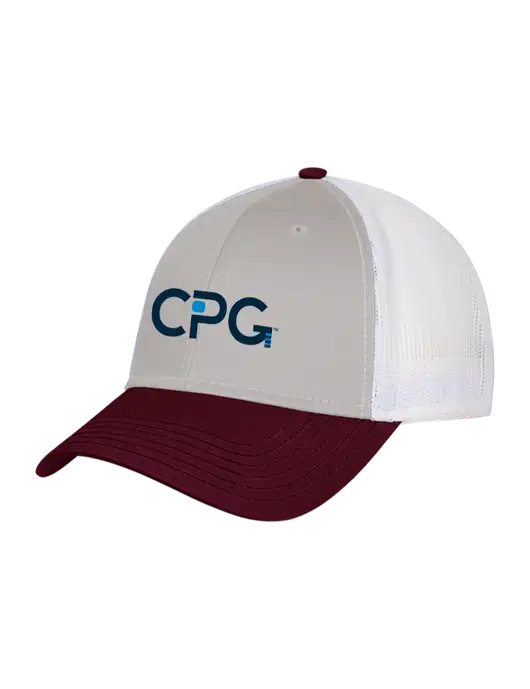 Maroon/Heather Grey/White Mesh Trucker Cap Snap Back w/CPG Logo