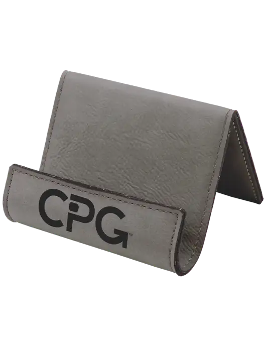 Grey Leatherette Card & Phone Holder w/CPG Logo