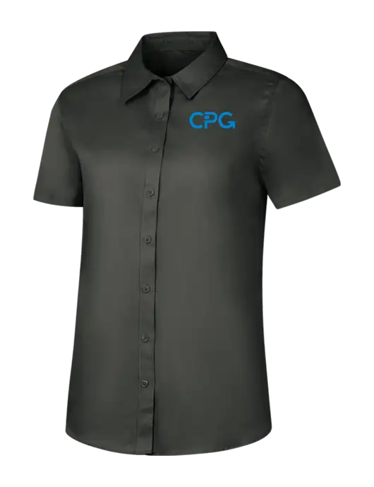 Womens Dark Grey Short Sleeve Superpro React Twill Shirt w/CPG Logo
