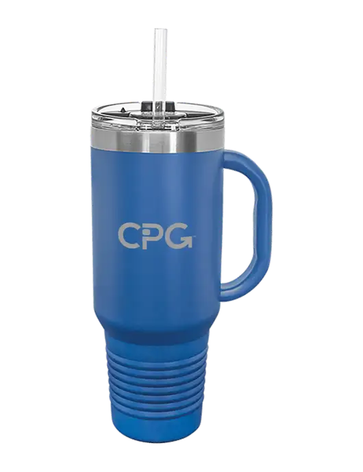 Polar Camel 40 oz. Powder Coated Vacuum Insulated Royal Travel Mug with Straw w/CPG Logo