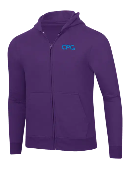 Purple 8.5 oz Ring Spun Zip Hooded Sweatshirt w/CPG Logo