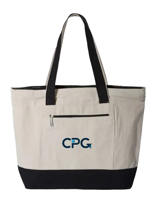 Natural/Black Zippered Tote  w/CPG Logo