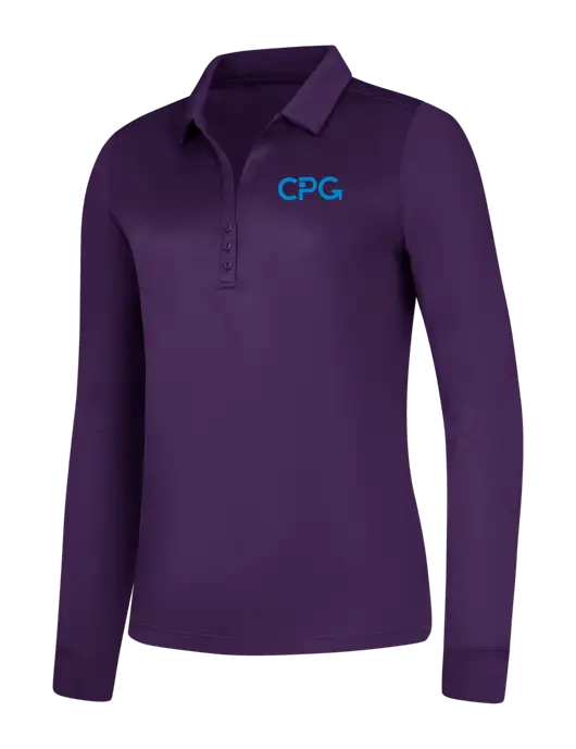 Womens Purple Silk Touch Performance Long Sleeve Polo w/CPG Logo