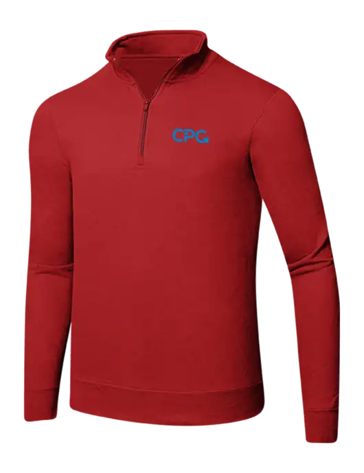 Bright Red 8.5 oz Ring Spun 1/4 Zip Pullover Sweatshirt w/CPG Logo