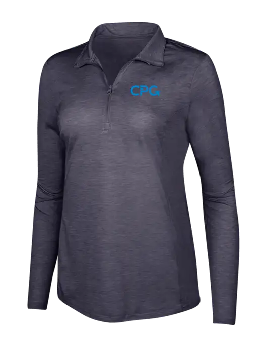 True Navy Heather Women's Posicharge Tri-Blend Wicking 1/4 Zip Pullover w/CPG Logo