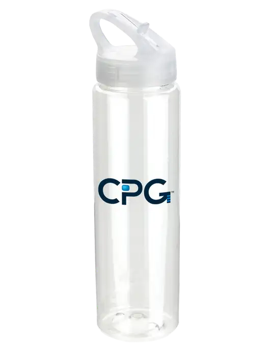 Buddy Clear 32 oz PET Bottle with Flip Lid w/CPG Logo