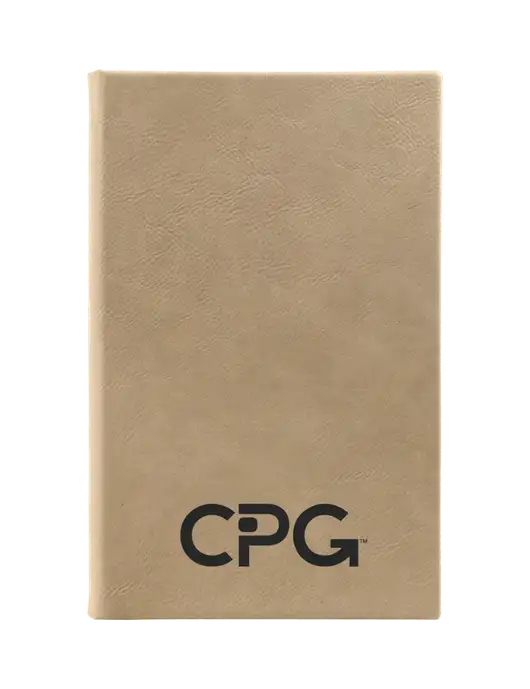 Tan Leatherette 5.25 x 8.25 Journal w/CPG Logo
