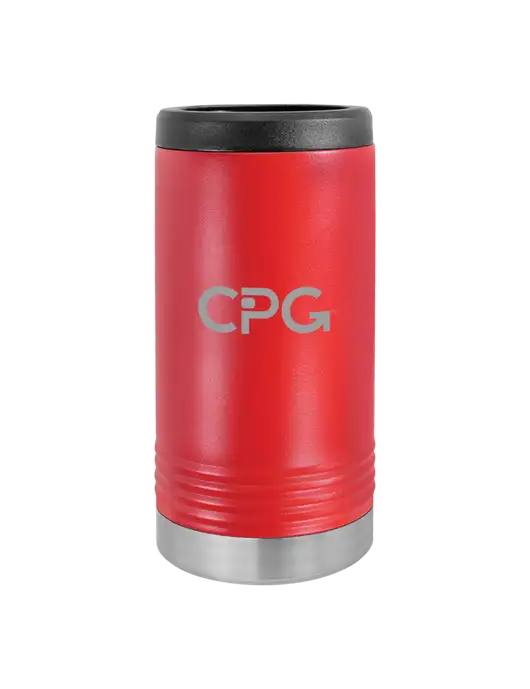 Polar Camel Powder Coated Red Vacuum Insulated Slim Beverage Holder w/CPG Logo