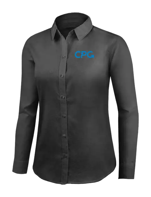 Brooks Brothers Womens Dark Grey Wrinkle-Free Stretch Nailhead Shirt w/CPG Logo