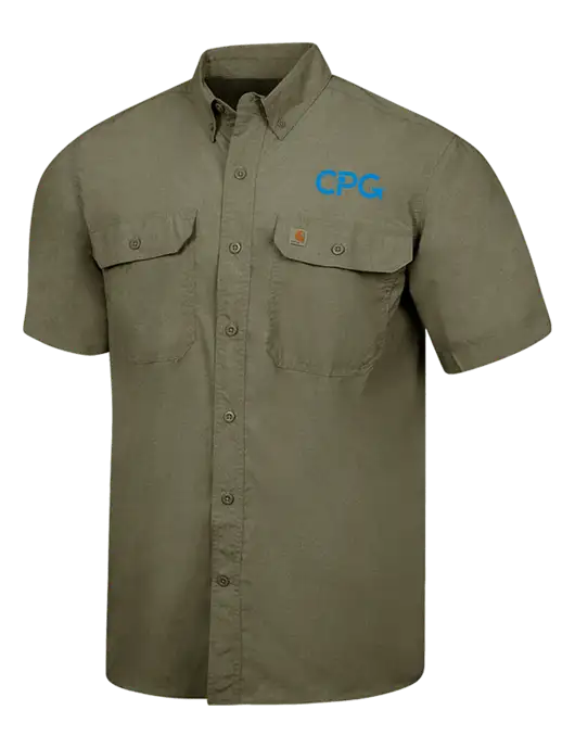 Carhartt Force Olive Green Solid Short Sleeve Shirt w/CPG Logo