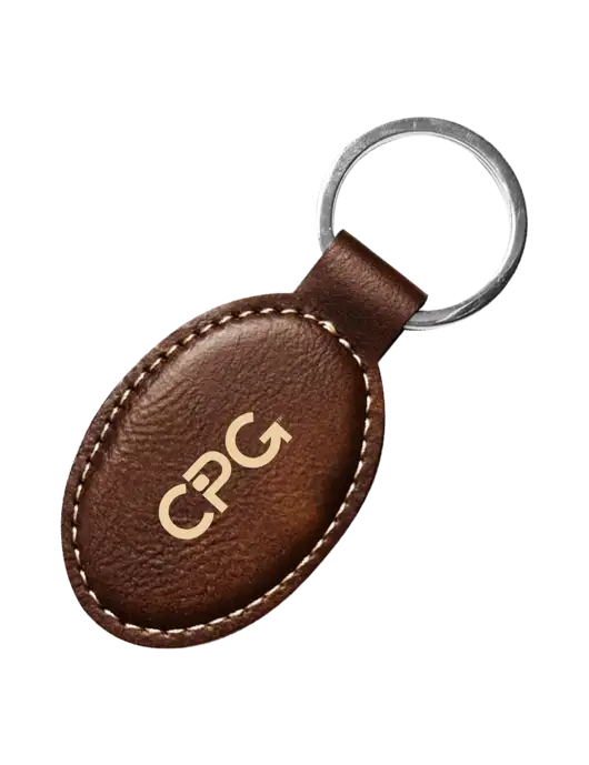 Rustic Leatherette Oval Keychain w/CPG Logo