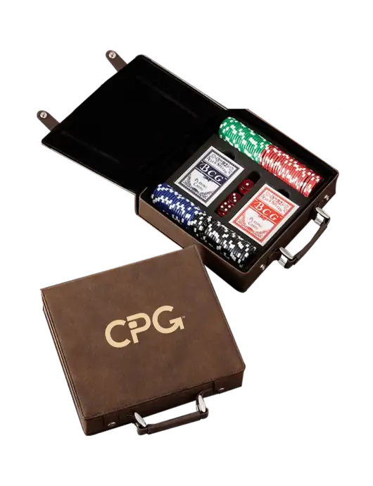 Rustic Leatherette 100 Chip Poker Set w/CPG Logo