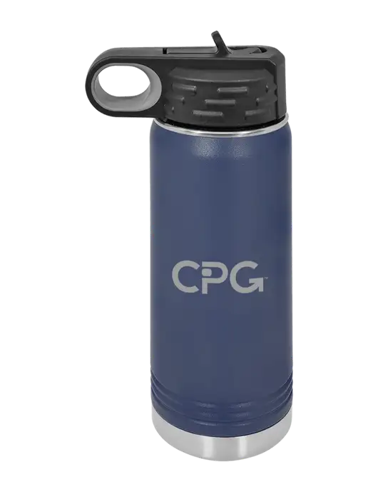 Polar Camel 20 oz Powder Coated Navy Vacuum Insulated Water Bottle w/CPG Logo