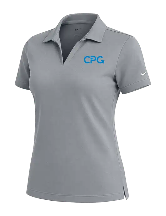 NIKE Medium Grey Womens Dri-Fit Micro Pique Polo w/CPG Logo