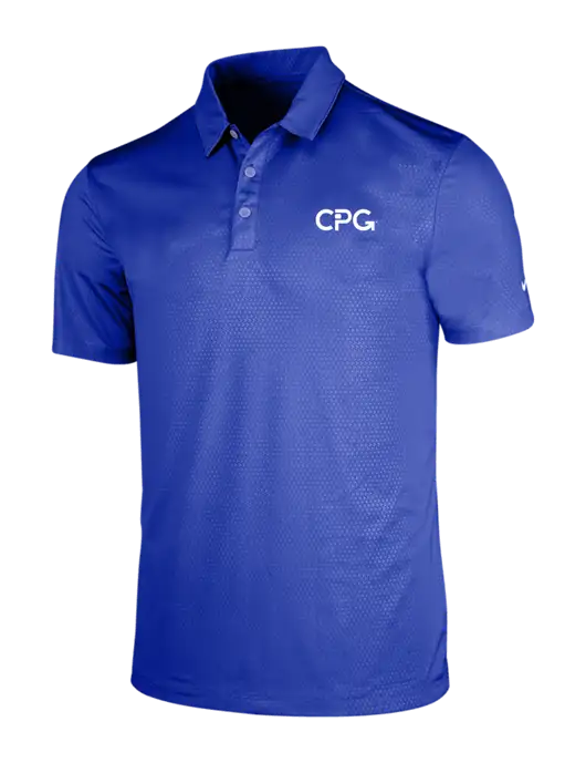 NIKE Dark Royal Dri-Fit Embossed Tri-Blade Polo w/CPG Logo