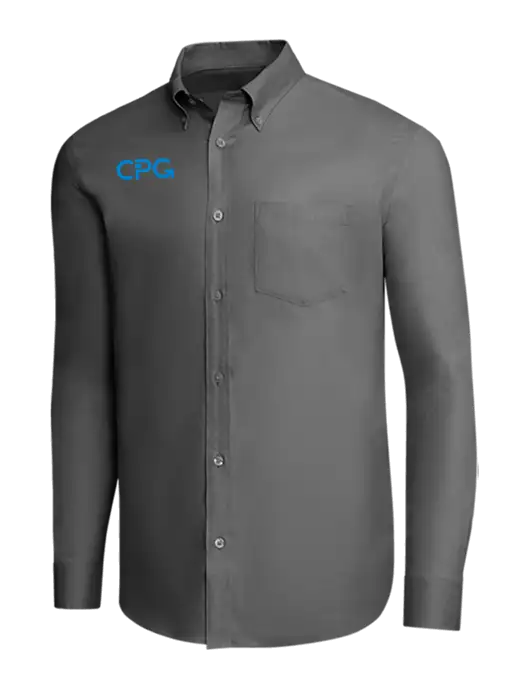 Brooks Brothers Dark Grey Wrinkle-Free Stretch Pinpoint Shirt w/CPG Logo