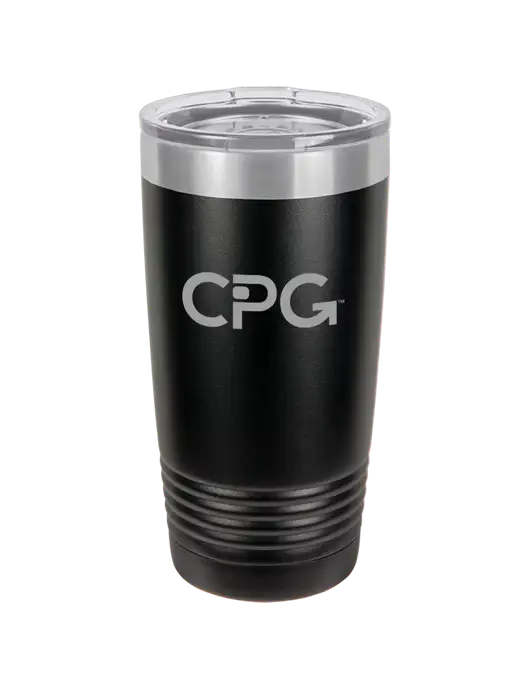 Polar Camel 20 oz Powder Coated Black Vacuum Insulated Tumbler w/CPG Logo