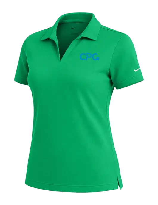NIKE Kelly Green Womens Dri-Fit Micro Pique Polo w/CPG Logo
