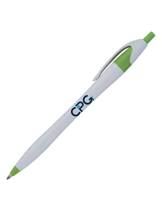 Novella Light Green/White Splash Pen - Blue Ink w/CPG Logo