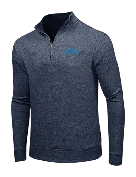 Estate Blue Heather/Charcoal Heather Interlock 1/4 Zip w/CPG Logo
