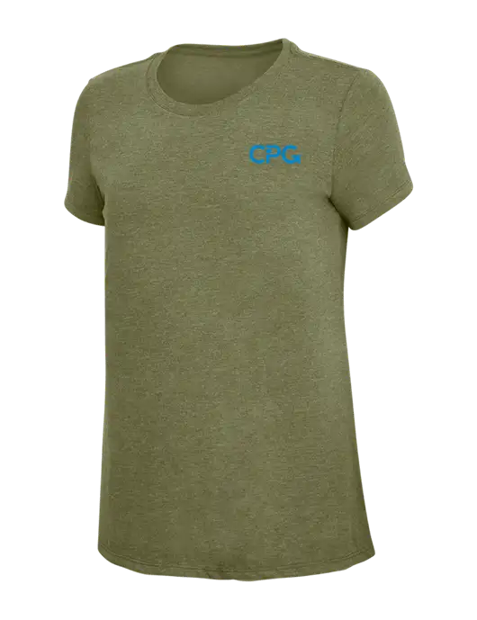 Womens Simply Soft Military Green Frost 4.5oz Poly/Combed Ring Spun Cotton T-Shirt
 w/CPG Logo