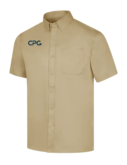 Short Sleeve Dark Tan Superpro React Twill Shirt w/CPG Logo