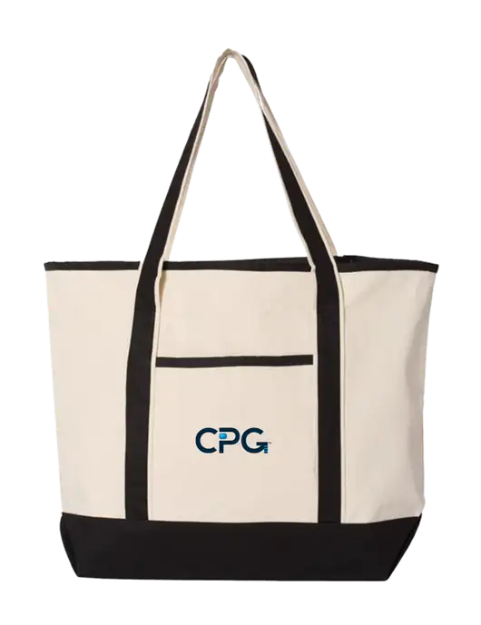 Natural/Black Large Canvas Deluxe Tote w/CPG Logo