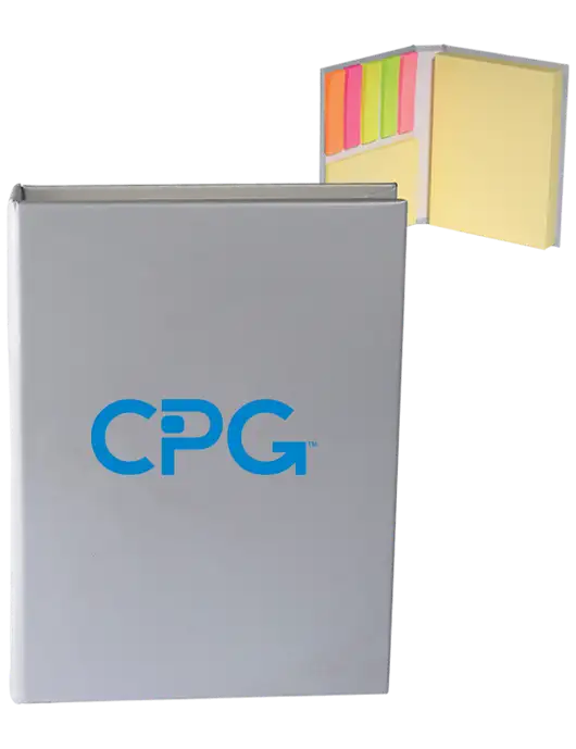 Light Medium Grey Sticky Book Folio, 3.125 x 4.125 w/CPG Logo