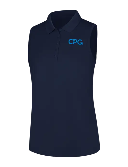 Womens Navy Dry Zone UV Micro-Mesh Sleeveless Polo w/CPG Logo