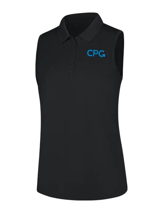 Womens Black Dry Zone UV Micro-Mesh Sleeveless Polo w/CPG Logo