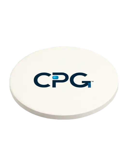 Absorbent White Coaster with Cork Base w/CPG Logo