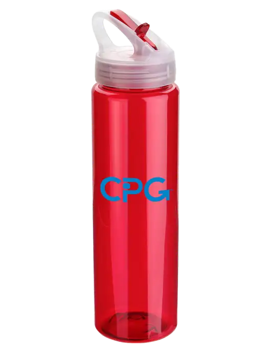 Buddy Red 32 oz PET Bottle with Flip Lid w/CPG Logo