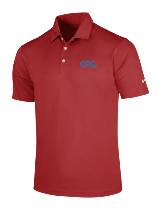 NIKE Red Dri-Fit Vertical Mesh Polo w/CPG Logo
