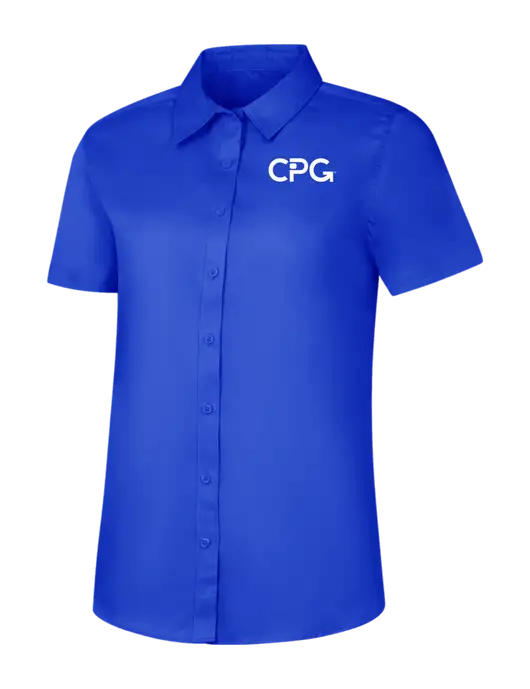 Womens Short Sleeve Dark Royal Superpro React Twill Shirt w/CPG Logo