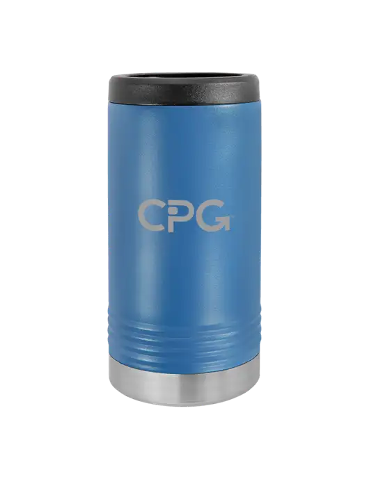 Polar Camel Powder Coated Royal Blue Vacuum Insulated Slim Beverage Holder w/CPG Logo