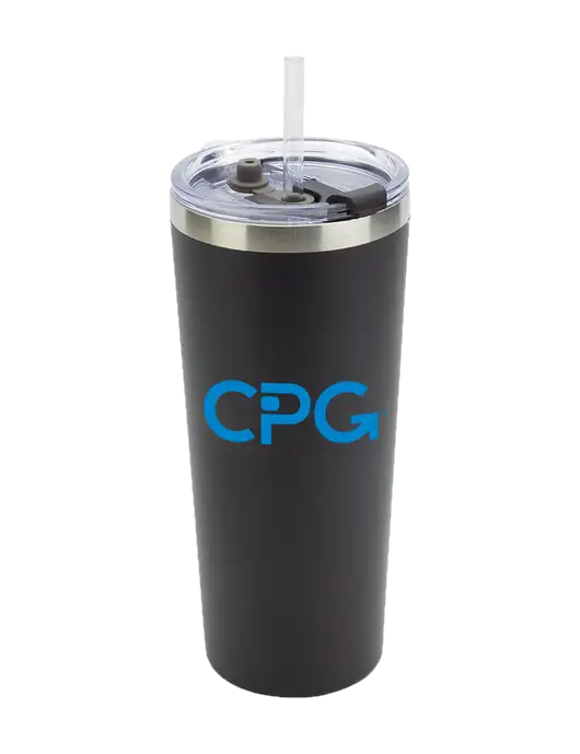 Brighton Black 20 oz Insulated Tumbler & Straw w/CPG Logo