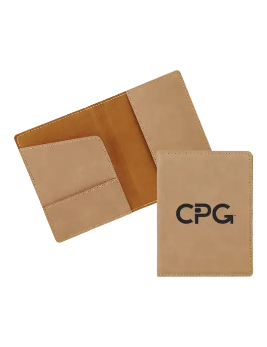 Tan Leatherette Passport Holder w/CPG Logo