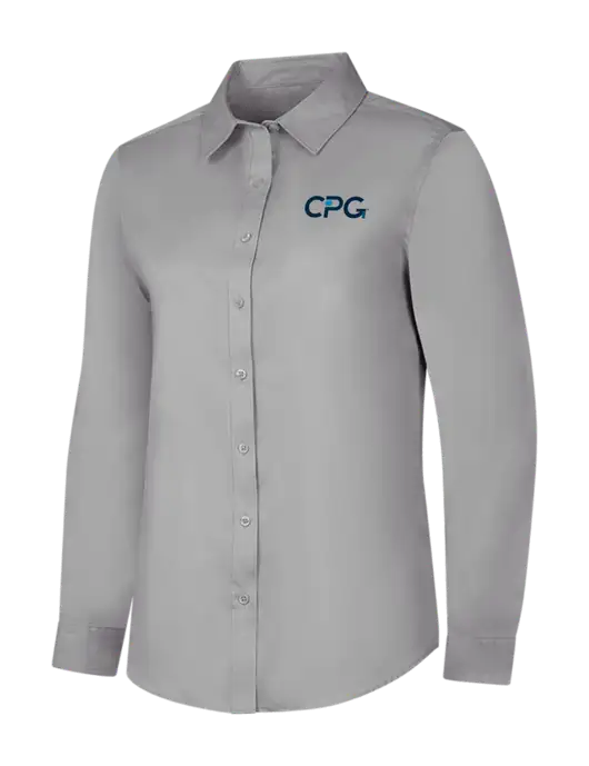 Light Grey Womens Long Sleeve Superpro React Twill Shirt w/CPG Logo