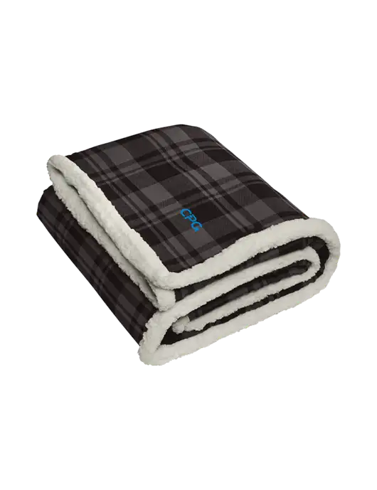 Charcoal/Medium Grey Flannel  Sherpa Blanket w/CPG Logo