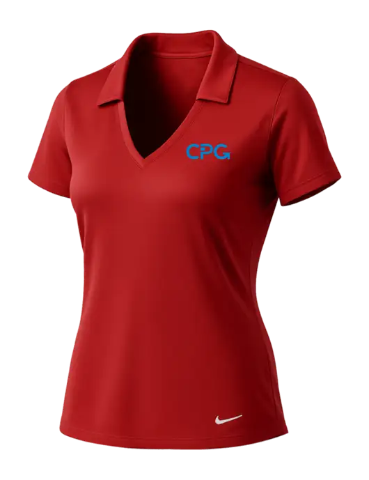 NIKE Red Womens Dri-Fit Vertical Mesh Polo w/CPG Logo